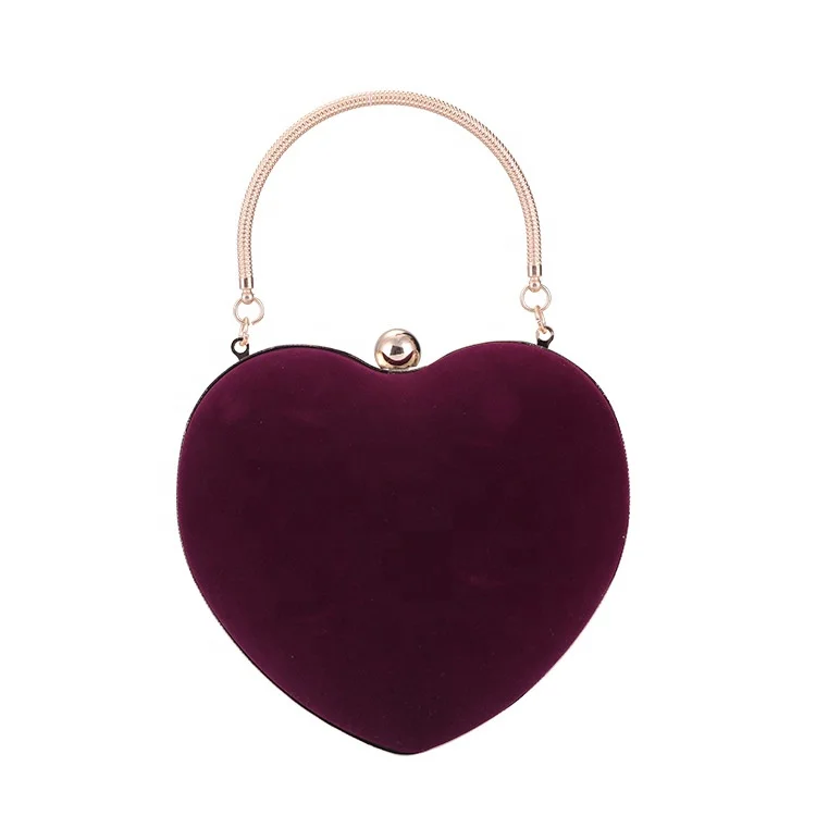 2020 new lovely sweet suede peach heart-shaped banquet bag lady handbag bride wedding cross-body chain bag