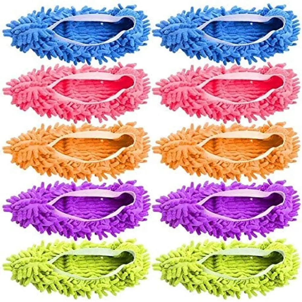 Washable Reusable Dust Duster Mop Slippers Shoes Cover Cleaning Floor House Office chenille mop pad