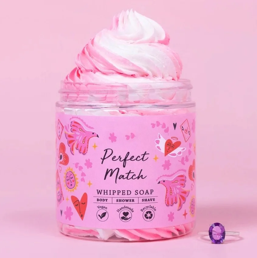 Private Label Natural Vegan Lightening Colorful Shave Soften Body Wash Moisturizing Bubble Body Whipped Cream Soap with Ring