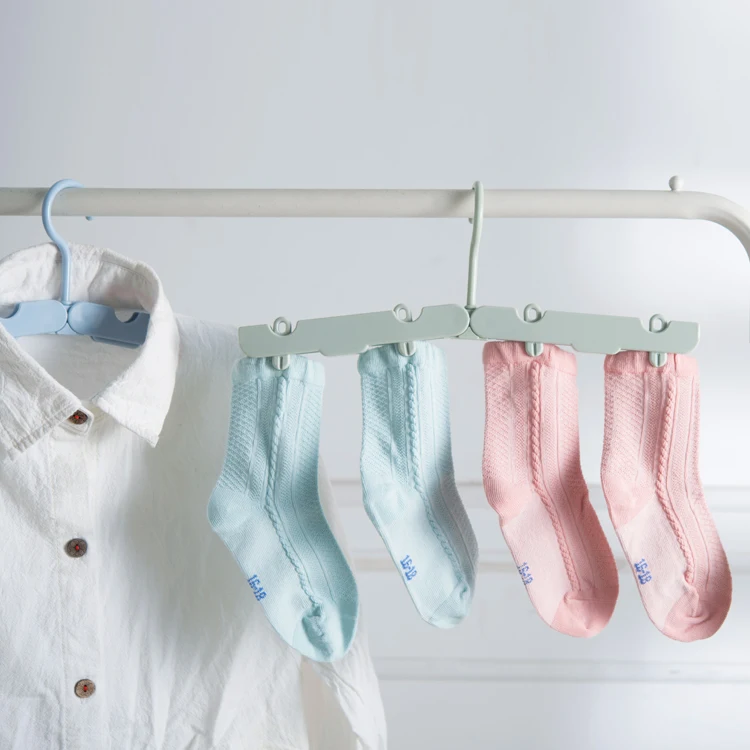 Foldable Drying Hanger for Socks Foldable Clothes Hanger Colorful Folded Plastic Clothing Vintage Travel Bathroom Flexible