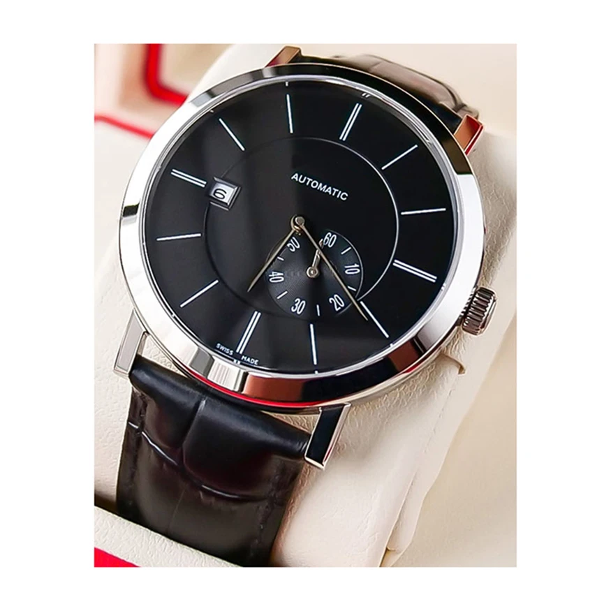 Latest stainless steel case calendar small second hand Miyota movement leisure men mechanical wristwatch