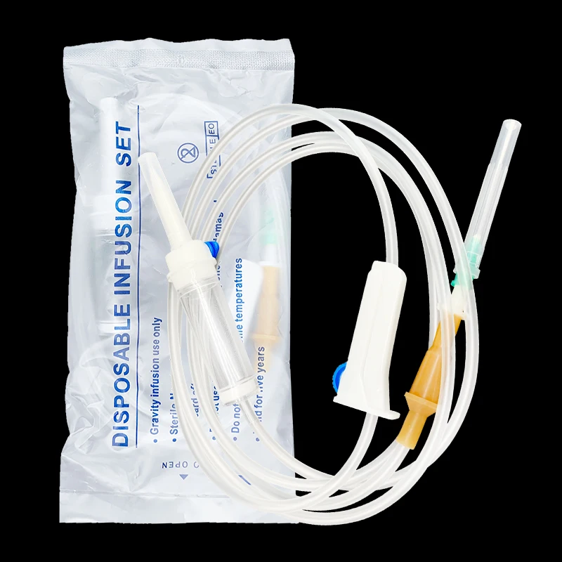 Sterile medical safety 100ml disposable infusion set flow regulator disposable precision filtering infusion set with needle