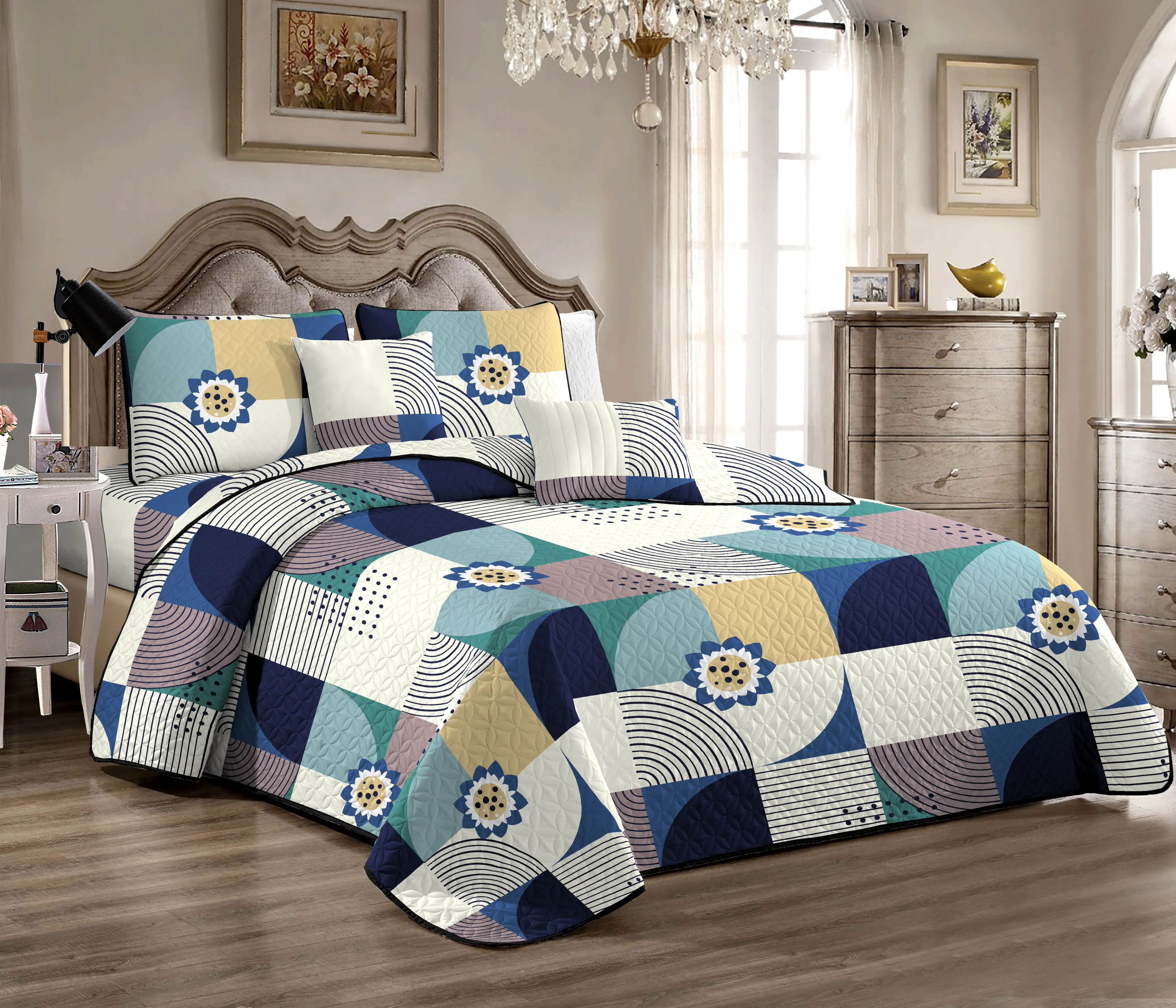 Aoyatex Печатных Лоскутное покрывало нового дизайна 5 шт./набор индивидуальный дизайн хлопок/поли-наполнитель печать одеяло