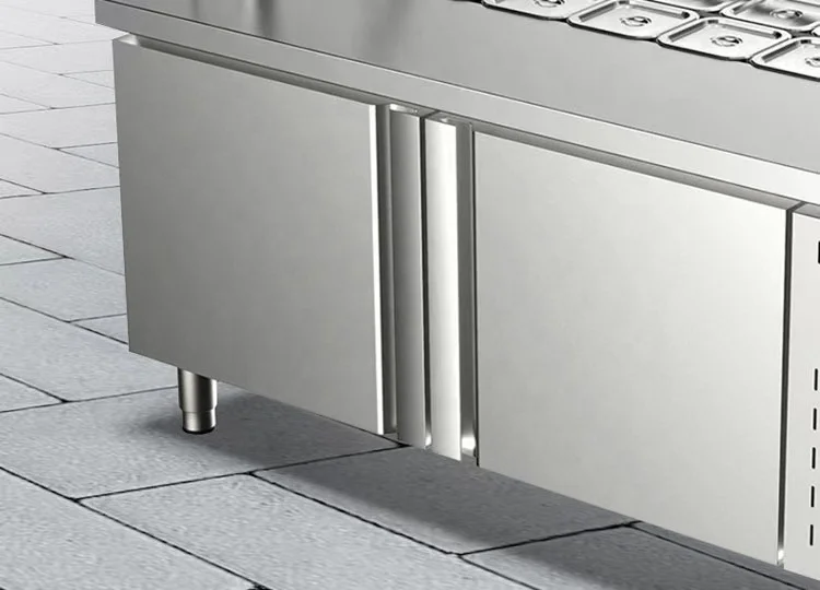 2023 OEM Acceptable double door pizza prep table /cooler/refrigerator salad  bar with glass cover