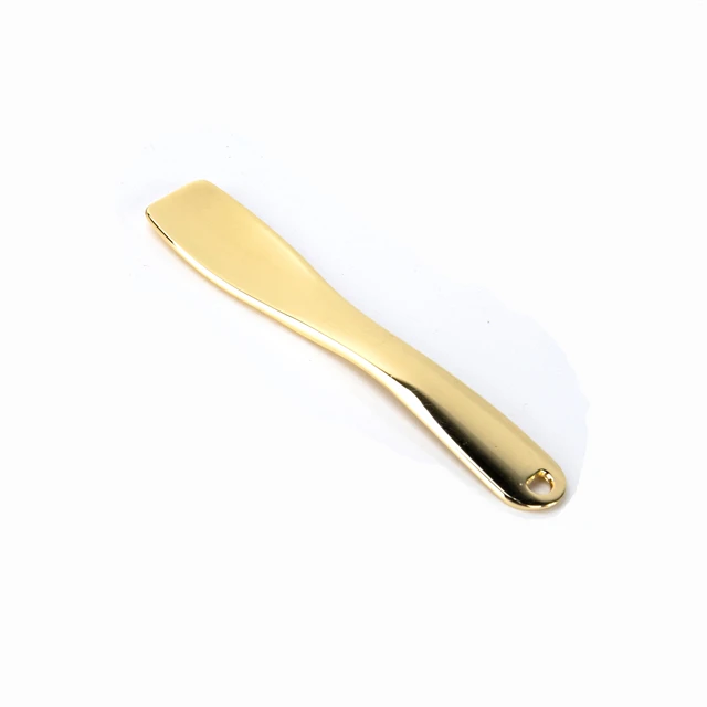 Hot selling luxury metagold spoon logo cosmetic spoon gold eye cream spatula face cream mask gold spoon logo cosmetic