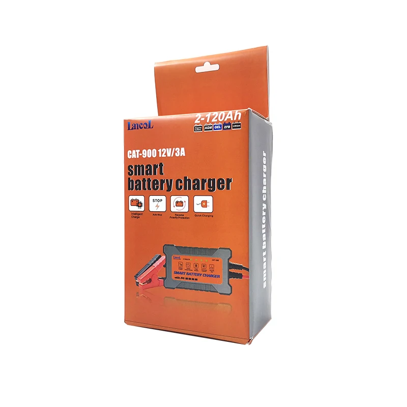 12v 3A AGM GEL EFB car motorcycle lead acid battery charger automotive CAT-900