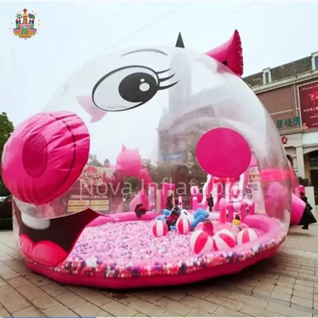 shopping mall pink inflatable bubble house with Millions of ocean ball pools