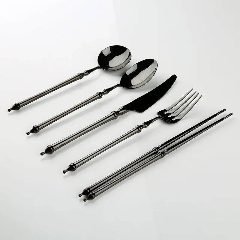 Saint Fort 304 Stainless Steel Steak Cutlery Creative Set Black Western Tableware