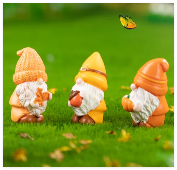 wholesale handpainted popular miniature easter garden decoration custom resin gnome gold figure sculptures 3D toy manufacturers