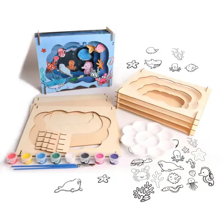 2024 New 3D SeaWorld kids DIY cartoon board stereoscopic painting