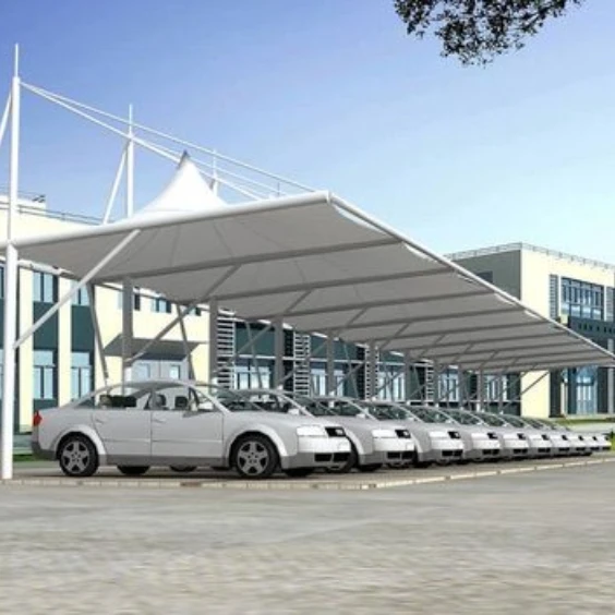 2024 New Design Durable PTFE PVDF Car Parking Shed Canopy Tent Steel Structure Tensile Membrane Structure For Roof Stadium