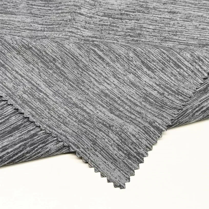New Style 95% Polyester 5% Spandex Wicking Solid Grey Heather Melange Jersey Knitted Fabric For T-shirt
