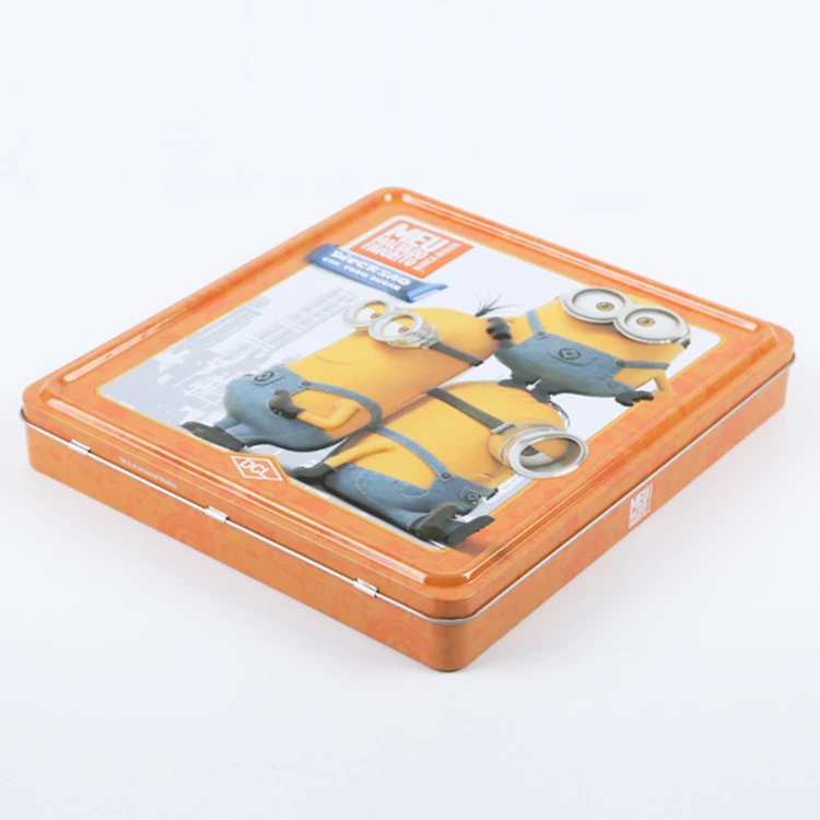 Large rectangle cookie biscuit tin box with handle and lock