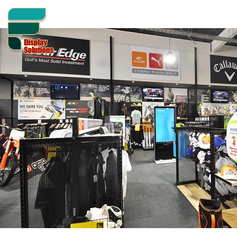 Golf Display Counter Interior Design Electric Golf Play Retail Vitrine Store Golf Clubs For Sales