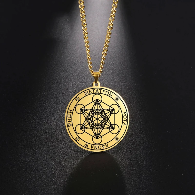 Custom Archangel Metatron Angel of Life Seal Solomon Pendants Necklace for Men Laser Stainless Steel Jewelry Viking Necklaces