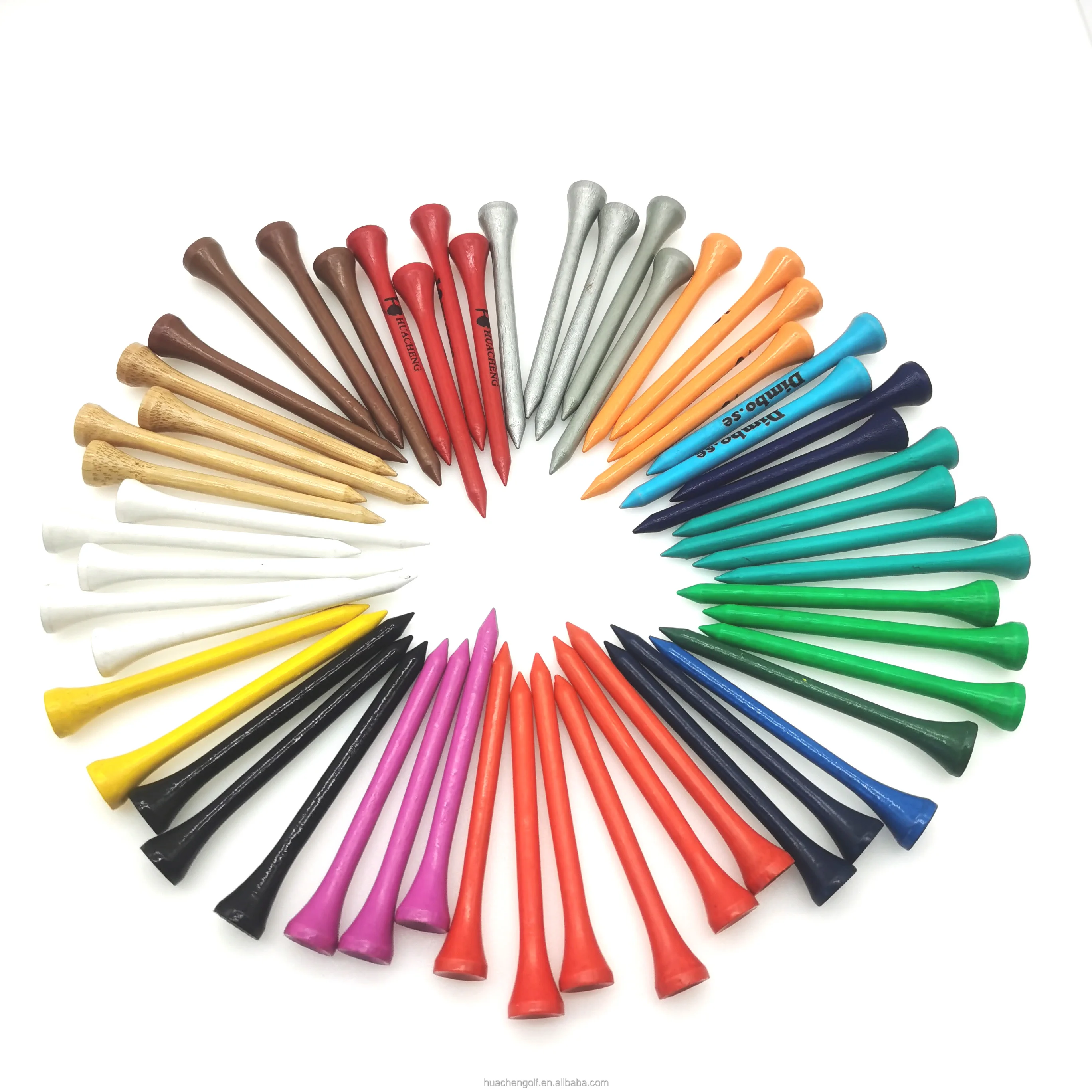 Assorted colorful plain wooden/bamboo golf tee for bulk wholesales