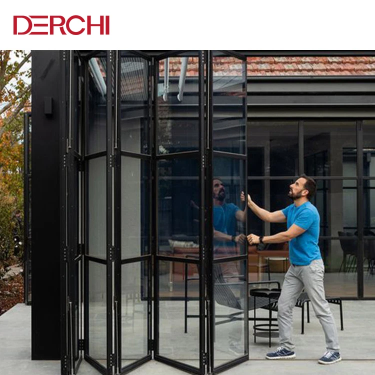 heavy duty external aluminum glass folding accordion door