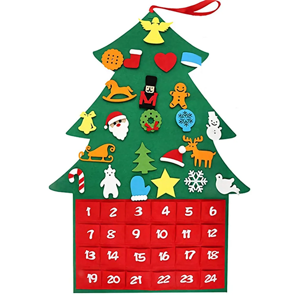 Customized diy felt christmas tree wall hanging Christmas Calendar xmas gifts