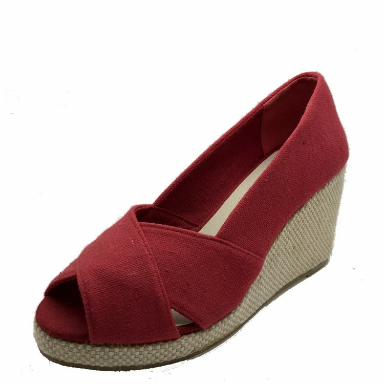 
hot sale red woven sole women party platform high heel dance shoes with peep toe 