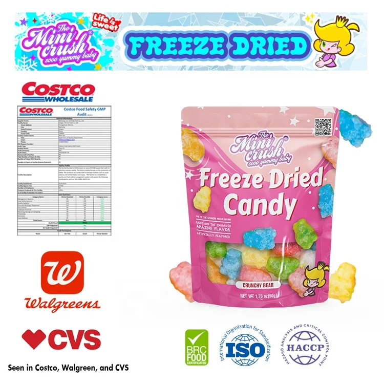 Christmas Freeze-Dried Gummy Bears Candy for Holiday Celebrations
