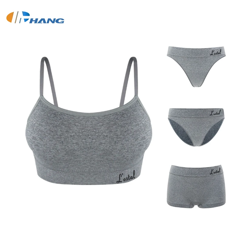 Small Size Underwear Sets Girls Seamless Black Straps Briefs Young Girl Bras Panty Sets