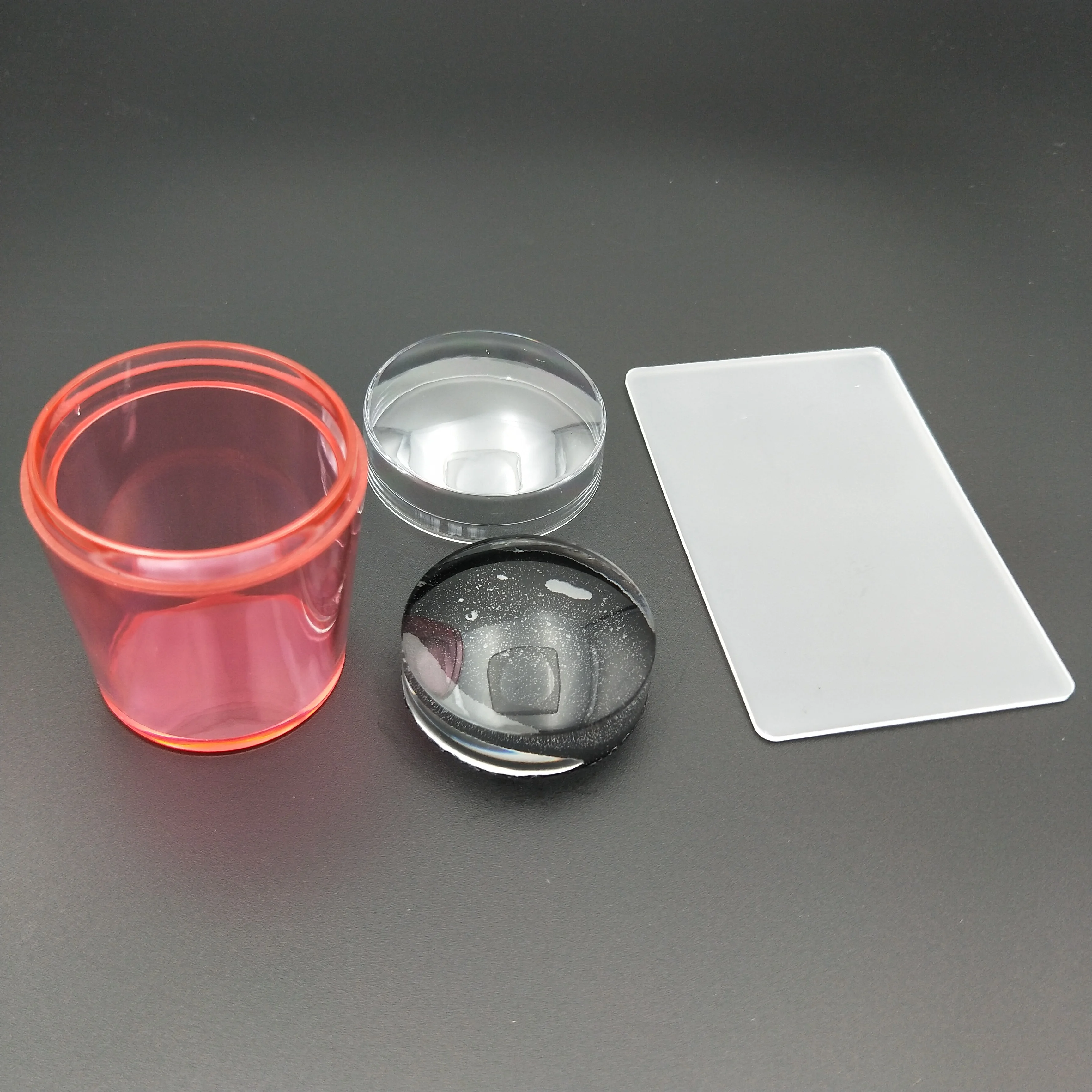 Portable Customized With Scraper 3D Hot French Tip Style Stamp Stamping Tool 3.8cm Clear Jelly Silicone Nail Art Stamper