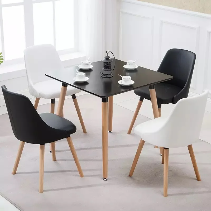 Роскошный современный обеденный стол для кухни в скандинавском стиле, итальянский дизайн, деревянный квадратный обеденный стол из МДФ с деревянными ножками