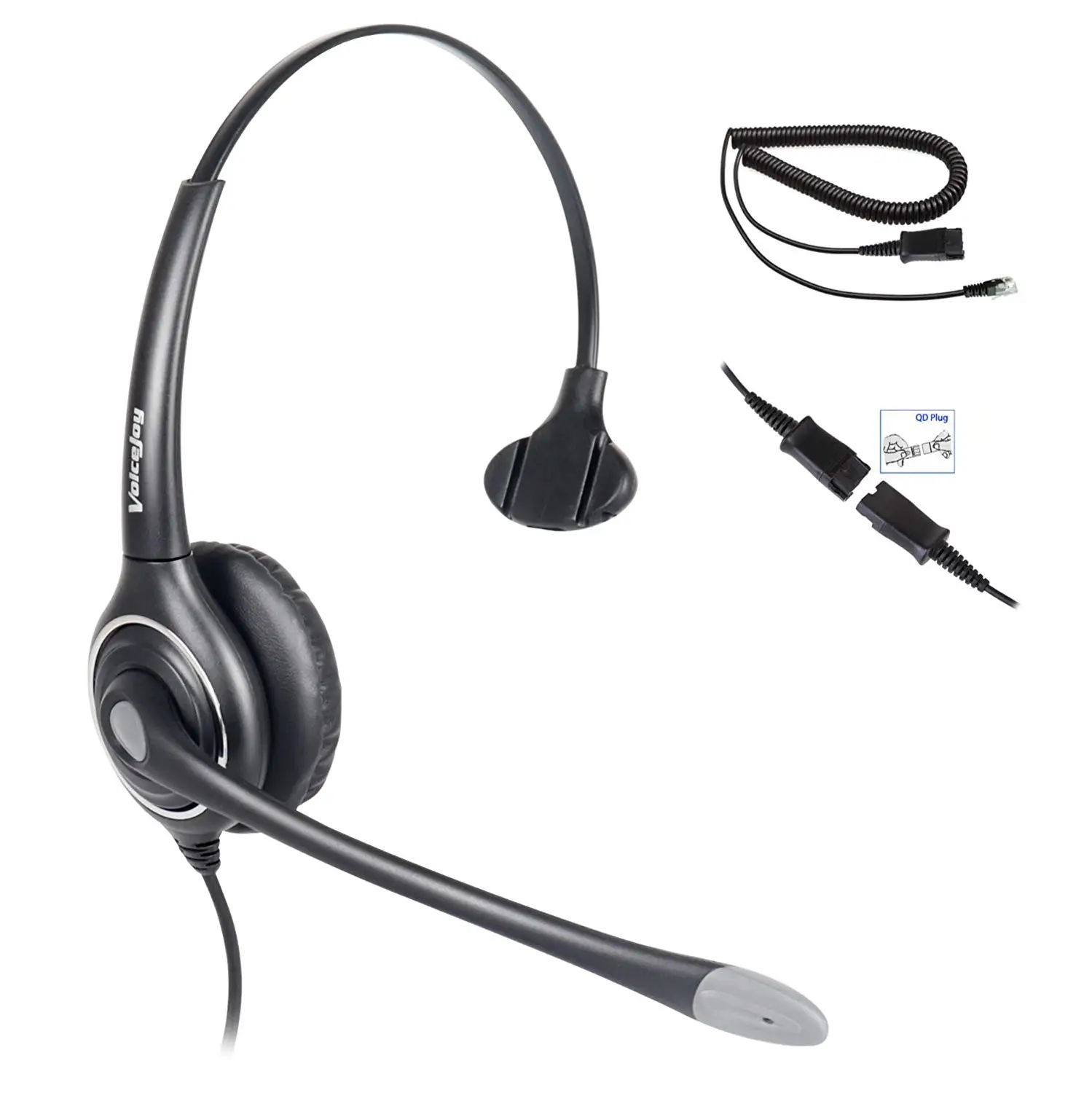 Call Center Monaural Headset w/Noise Canceling Mic for Polycom Aastra Allworx Alcatel Lucent AltiGen Nortel Phones