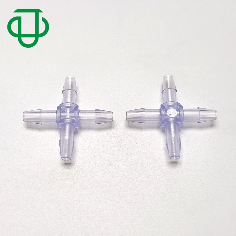 Purple PC 3/32 Inch 2.4mm X Shape Splicer Fitting Joint Coupler Barbed 4 Ways Cross Equal Tube Connector