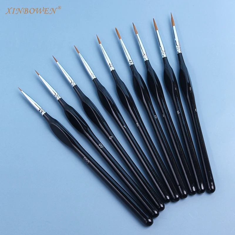 Xinbowen pinceles arte Hook Line Pen 9 Pcs paintbrush Triangular Handle Detail Brush Artist Drawing Brush Set (1600225178798)