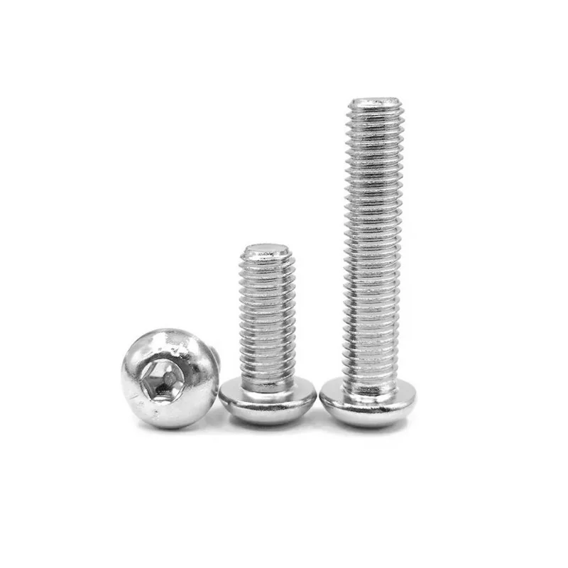 A2-70 Silvery Hexagon Socket Button Head Screw ISO7380 Plain 304 Stainless Steel Hex Round Head Screw For Machine