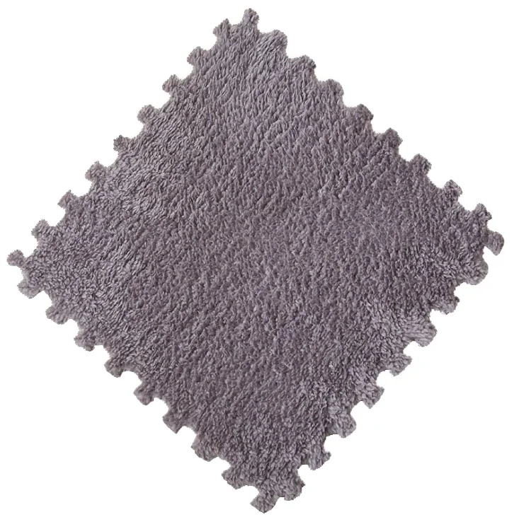 Factory Sale High Pile Interlocking Floor Mats Tiles Eva Puzzle Hairy Rug Washable Baby Play Mat Plush Carpet