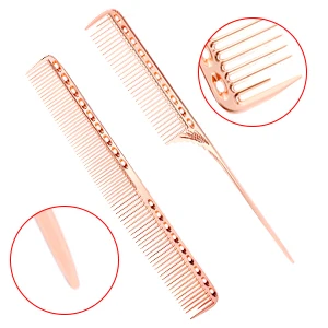 4PCS Professional Aluminum Dressing Comb Barber  Hairdresser Cutting Metal Comb Short Handle Tail Comb