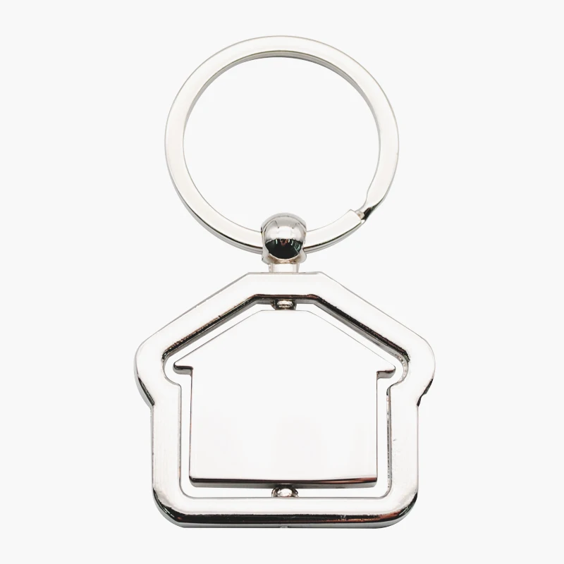 Wholesale Blank Metal 360 Rotatable Double Faces Custom logo House Keychain for Real Estate Company Gifts