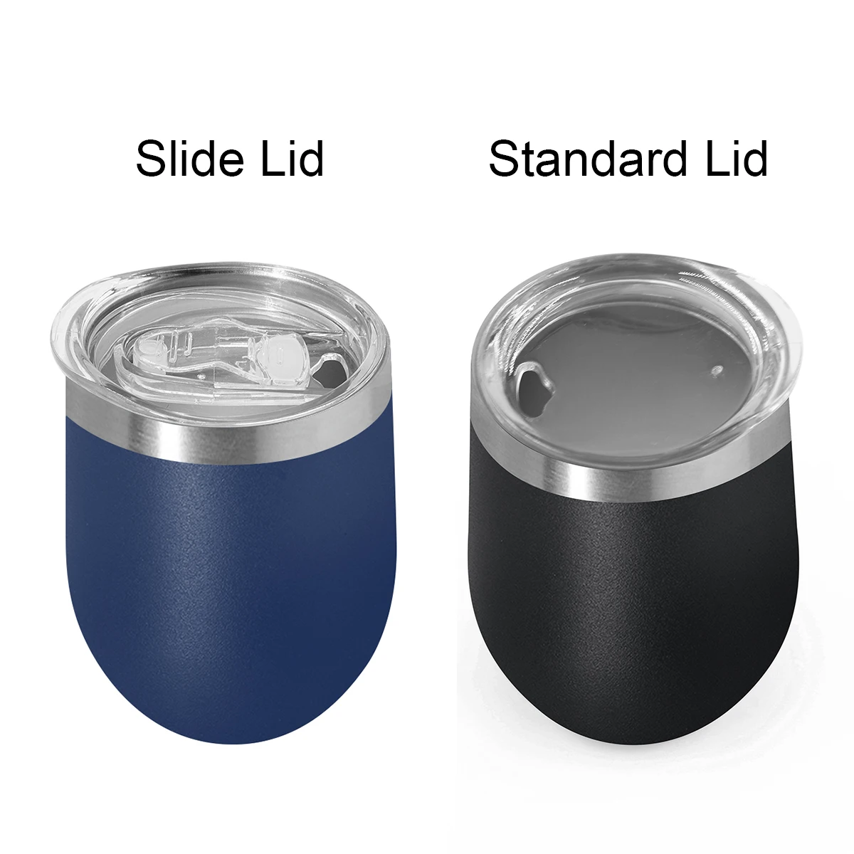 Custom 12oz double wall stemless stainless steel wine tumbler insulated vacuum egg shape mugs Cup wine glass with lids