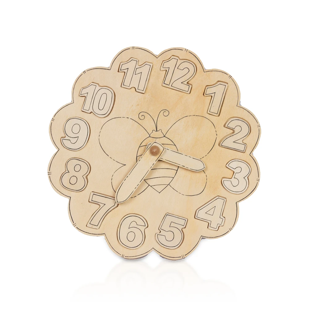 
Learning educational toy gift DIY kids wall wood wooden clock 