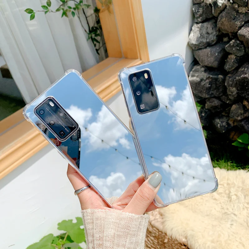 Fashion 2 in 1 Makeup Selfies Mirror Shockproof Cell Phone Case for Huawei P30 P40 P50 Mate 30 40 Nova 7 8 9 Pro