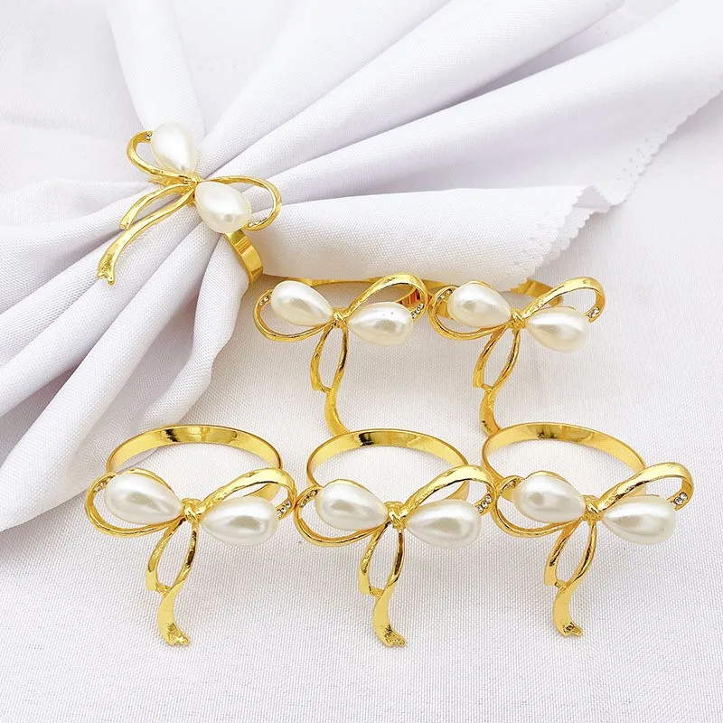Bow Tie Napkin Ring Cheap Metal Napkin Rings Holder Rose Gold Napkin Rings for Wedding Party Table Decoration