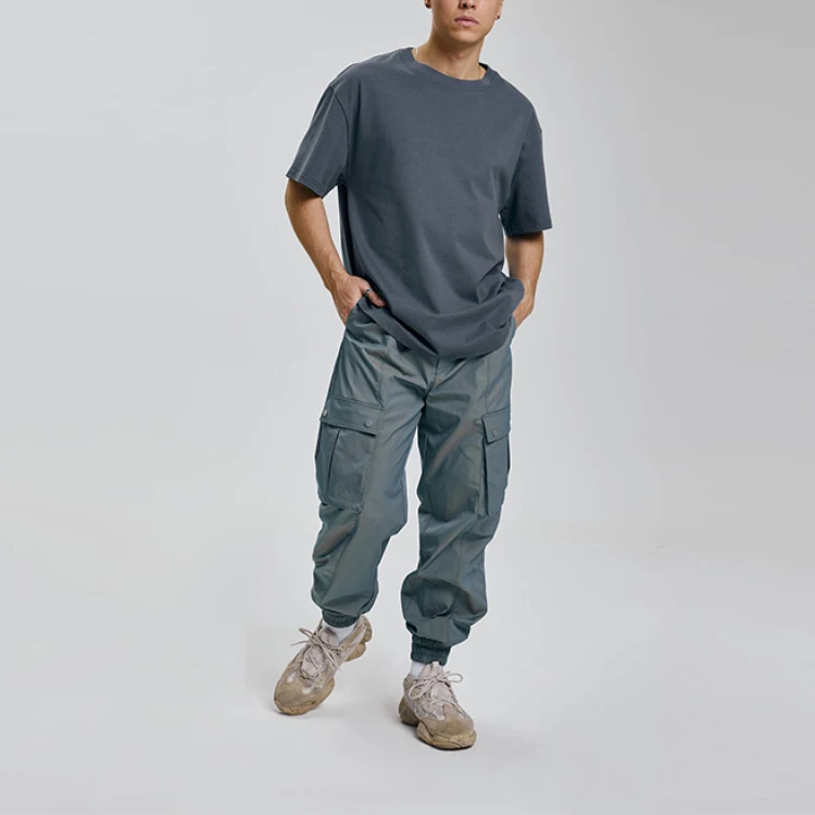 wholesale men unisex designers sweatsuit jogger tracksuit custom logo windbreaker nylon pants reflective two pieces set