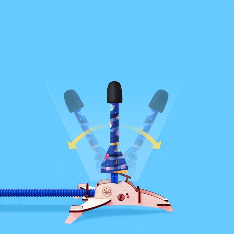 Hot Selling Children Entertainment Eva Foam Sky Flying Jump Stomp Air Pump Rocket Launcher Toy For Kids