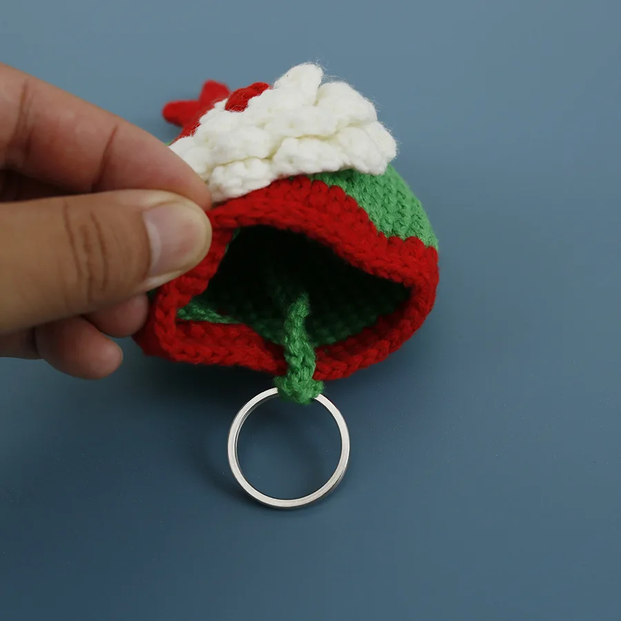 New handmade crochet keychain  protector Santa Claus key bag Christmas theme yarn crochet car key cover