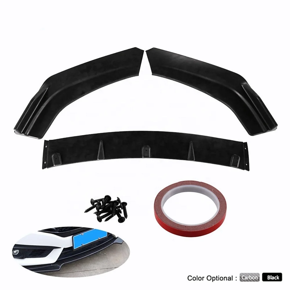 
3pc Carbon Fiber Front Bumper Lip Body Kit Spoiler For Honda For Civic Sedan 4Dr 2016 2017 2018 