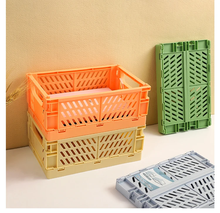 Storage Basket Sundries Cosmetic Container Collapsible Crate Foldable Organizer Box Folding Desktop Holder Home Organizing Case
