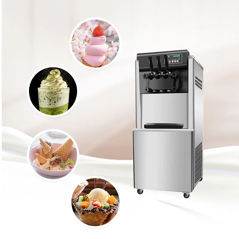 New Listing Commercial Three Flavors And Twist Vertical Soft Serve Ice Cream Maker Machine