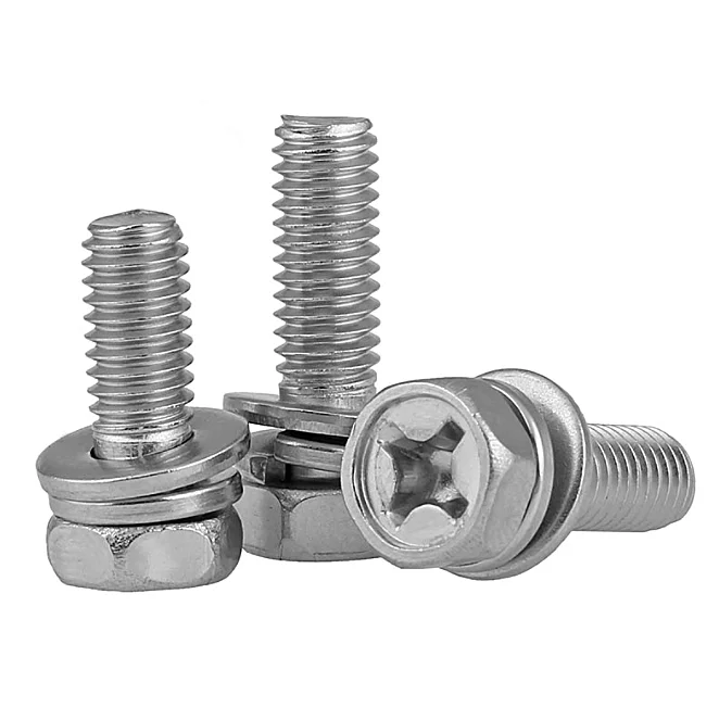 Chinese manufacturer Cross Recessed Hexagon Bolt With nut and spring washer