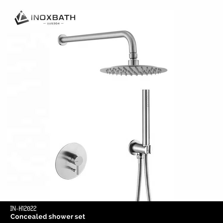Hot Cold Water In-wall Mounted 304 Stainless Steel Bathroom  Shower Mixer set bath concealed Shower Faucet