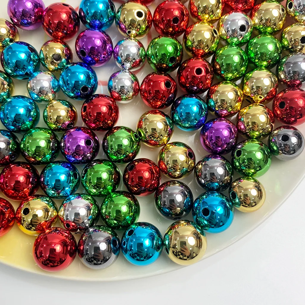 14mm Colorful Plastic CCB Smooth DIY Loose Beads Christmas Decorative Accessories