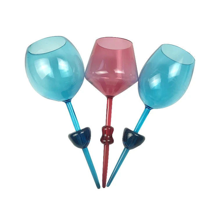 Outdoor 350ml portable beach long stemmed floating plastic wine glass