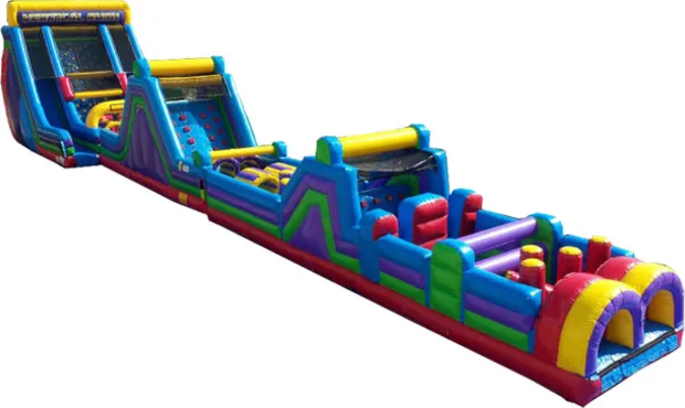 
Factory price Hot sale 75 ft Circus obstacle with Dual lane roller coaster slide obstacle course for kids 