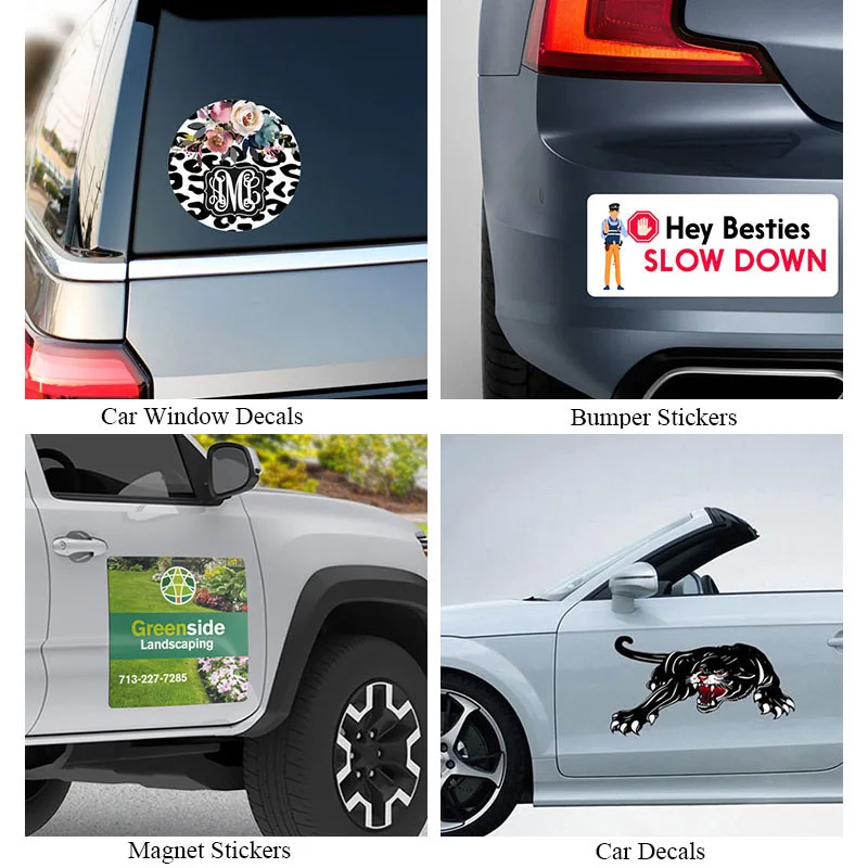 Customized UV Print Pvc Vinyl Car Body Bumper Stickers Magnet Car Decals Printing